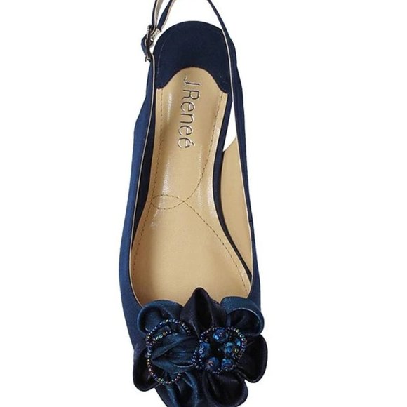 J. Renee Leonelle Embellished Bow Slingback Peep Toe Pumps - Picture 2 of 6